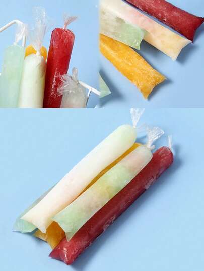 50 PCS / 100 PCS / 160 PCS / 200 PCS / 300 PCS / 500 PCS Homemade Ice Lolly Bags, Transparent Crushed Ice Bags Ice Cream Bags, Household DIY Popsicle Ice Bag Bag System