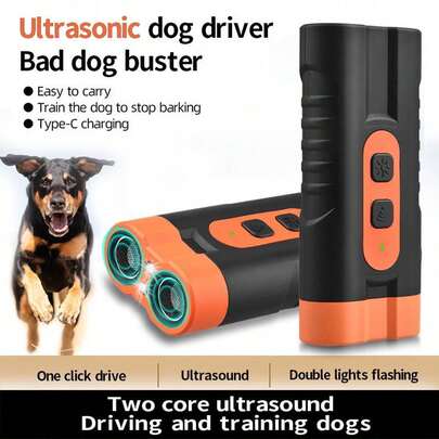 Ultrasonic Dog Repeller, USB Rechargeable Ultrasonic Dog Training Device, High Power Anti-Barking Device With LED Flashlight, Portable Anti-Barking Device For Remote Training And Outdoor Use