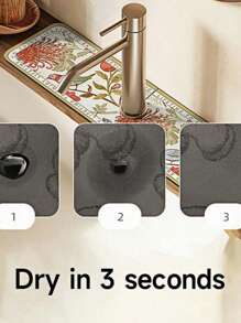 1Pc 38*13cm Faucet Quick-Drying Mat, Kitchen And Bathroom Countertop Mat, Non-Slip, Waterproof And Mildew-Proof Soft Mat, Easy To Clean Quick-Drying Mat, Suitable For Kitchen, Bathroom And Bathroom Sinks