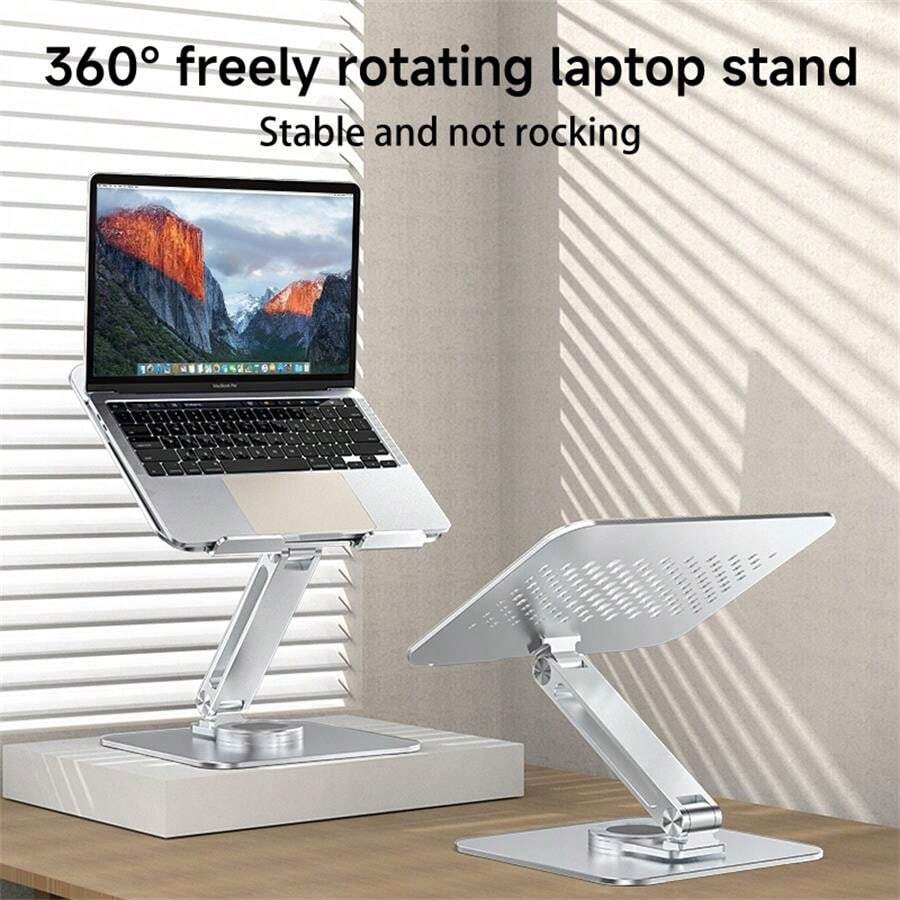 Adjustable Laptop Stand With 360 Rotating Base, Ergonomic Laptop Riser For Collaborative Work, Dual Rotary Shaft Fully Foldable For Easy Storage, Fits All Laptops Up To 16 Inches Silver - Silver - View 1