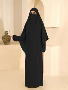 1 Set Solid Color CEY Breathable Fabric Women Headscarf (Abaya) - Black - View 5