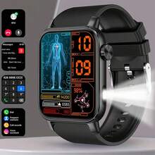 1.85 Inch Square Unisex Smart Watch, Full Touch Screen Sports Smartwatch, Fitness Tracking, Wireless Call, LED Flashlight, Multiple Sport Modes, Music Control, Information Push, Remote Camera, Compatible With Android & IOS - Black - View 12