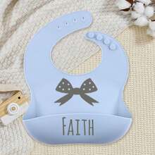 LICVIC 1pc Custom Engraving Name Baby Silicone Tableware, Personalized Soft Silicone Bibs With Pattern, Customized Engraved Baby Silicone Bibbaby, Dark Red/Cream/Blue/Green, Silicone Adjustable Waterproof Bibs, Kids Child Toddlers Baby Feeding - Multicolor - View 10