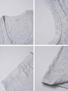 Women's Two Pieces Running Exercise Sports Leisure Home I-Vest And Tight Shorts Set - White - View 10