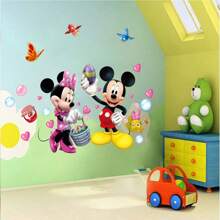 1pc Cartoon Mickey Mouse Wall Sticker, Children's Room Decoration, Bedroom Wall Decor, Adorable, Removable, Material, Waterproof, Multi-Scenario Applicable Bath Rug Floor Carpet Bathroom Decor Summer Bathroom Accessories