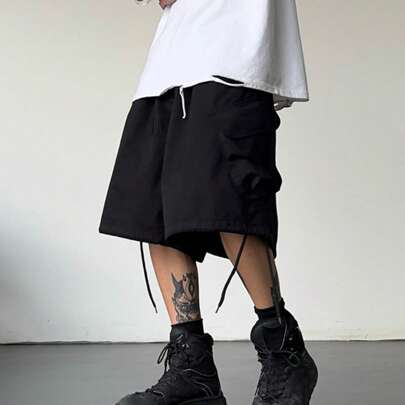 Men High Waist Drawstring Casual Sport Loose Shorts Holiday Summer Beach Bottoms Cargo Pants
