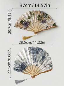 1/2Pcs Chinese Classical Folding Fans - Handheld Mother-Of-Pearl Shell Fans For Women, Traditional Cooling Accessories For Summer/Hotels/Wedding Decor, Vintage Cultural Gift Pearl Of The East Screened Chinese Landscape Art