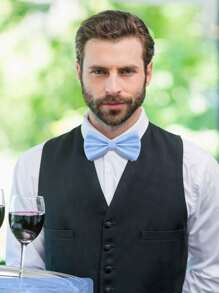 Men's Solid Color Elegant Jacquard Bow Tie, Pre-Tied Double Layer Solid Color Bowtie, Satin Formal Tuxedo Bowknot, Adjustable, Suitable For Groomsmen, Wedding, Party, Formal Events, Holiday Gift