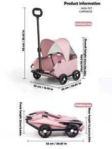 1pc Mini Pet Stroller, Lightweight Foldable Cat Dog Outdoor Walking Trolley Dog Stroller Cat Stroller Pet Stroller Dog Strollers For Dogs - Pink - View 11