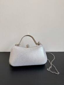 1 geantă nouă de seară cu stras din cristal, clutch cu sclipici cu ciucuri, accesoriu rochie de mireasă de mireasă, geantă de mână cu curea de lanț metalic, cadou pentru femei