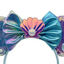 Disney Meerjungfrau Perlen Themen Haarband, bunte Muscheln, Seestern, Glitzer, Schleife & Mickey Maus Ohren Deko, Kostümkopfschmuck für Bühnenaufführungen, Haarband, Haarreifen