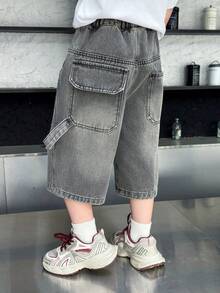 Toddler Boys' Distressed Casual Denim Capri Pants, Summer - Grey - View 3