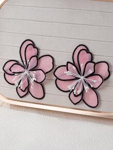 1 对复古布艺花卉耳环，别致花卉布耳钉，优雅的日常配饰