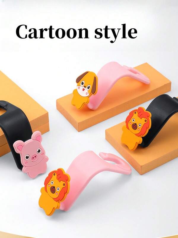 2 pièces Crochet de voiture multifonction caché de dessin animé, cintre amovible pour siège arrière