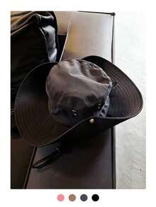 1pc Solid Color Outdoor Hiking Bucket Hat, Lightweight, Quick-Dry, UV Protection, Suitable For Men & Women, Workwear, Cowboy, Camping - Bucket Hat With Lanyard - View 11