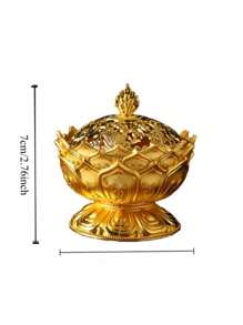 Auspicious Hollow Lotus Mini Incense Burner, Sandalwood Incense Burner, Zinc Alloy Incense Burner Vintage Reflux Ashtray, Bronze Home Decor, Suitable For Office, Meditation Room, Camping, Garden, Yard, Yoga And Home Use, Suitable For Incense Sticks And Cones, Incense Ash Collector.