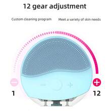 1pc Blue Electric Facial Cleansing Brush,Silicone Mini Pore Cleaner,Men & Women Beauty Facial Cleansing Device,Waterproof Cleansing Brush,Massage Facial Brush,Home Use & Travel - Blue - View 3