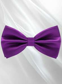 Men's Solid Color Elegant Jacquard Bow Tie, Pre-Tied Double Layer Solid Color Bowtie, Satin Formal Tuxedo Bowknot, Adjustable, Suitable For Groomsmen, Wedding, Party, Formal Events, Holiday Gift