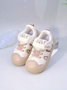 全新春季儿童跑步鞋低帮钩环女童鞋幼儿/小孩休闲网眼透气男童运动鞋时尚厚底婴幼儿宝宝厚底运动鞋爬行鞋 - 米色 - 查看 2