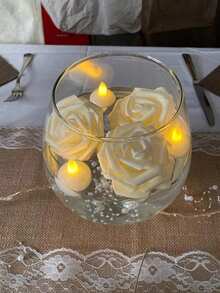 10/25/50 件/套白色人造花，真实触感仿真玫瑰简约泡沫装饰花，用于家居装饰人造花玫瑰，适用于情人节 DIY 花束婚礼派对家居装饰婚礼场景布置，DIY 艺术花环装饰蛋糕装饰，房间装饰美学，送给女孩的礼物 - 白色 - 查看 12