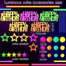 Neon Cake Decorations - UV Activated Glow-In-The-Dark Decorations For Birthdays, New Year, Carnivals, Weddings, Parties And More - Multicolor - View 4