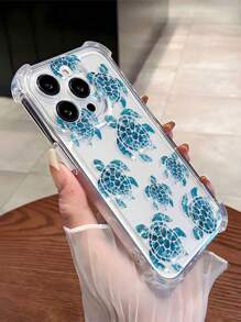 1pc Minimalist Sea Turtle Pattern Transparent Shockproof Soft Phone Case, Compatible With Iphone 11/12/13/14/15 Pro Max Waterproof Anti-Fall Scratch Resistant