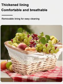 1 个野餐篮，带可拆卸内衬的柳条野餐篮，野餐篮，用于露营、户外野餐约会必需品、野餐配件、婚礼、野餐、购物、储存、礼品、水果和蔬菜等，方便储存，简单便携