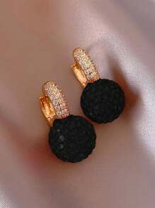 1 paire de boucles d'oreilles pendantes avec strass et design de boule rouge élégante pour femmes, simple