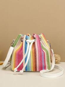 1 Pc Summer Straw Crossbody Bag, Essential For Beach Vacation, Hottest Beach Bags - Multicolor - View 8