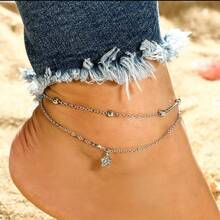 1-3pcs Round Charm Anklet For Summer Vacation Travel Beach Party,Gold Jewelry