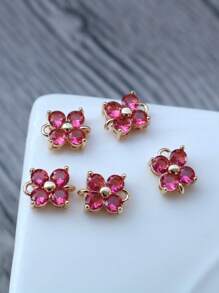 1 pieza/5 piezas Colgante de flor de trébol de cristal de circonia cúbica microincrusted, hecho a mano para hacer pulseras y joyas DIY, de aproximadamente 7,7 * 10 mm incluyendo el anillo, elegante kit de accesorios de colgante de cuentas portátil DIY