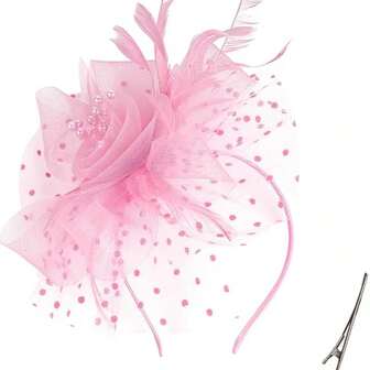 1pc Women's Tea Party Hat 1950s Kentucky Derby Fascinator With Birdcage Veil Headband, Vintage 1920s Racing Headpiece, Retro Bridgerton Beret, 1950s Outfit Church Hat, Funeral Pink Veil, 1940s Dress Victorian Hat, Gothic Lolita Birthday Mother's Day Halloween Christmas Gift