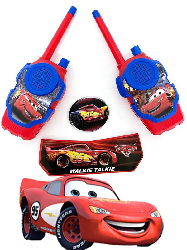 Disney 2 PIEZAS Juguetes de walkie-talkie de Disney Pixar Cars, Walkie Talkies inalámbricos para radio, juguetes para exteriores, regalo de Navidad. Adecuado para juegos interactivos multiusos interiores y exteriores , como regalo para cumpleaños.