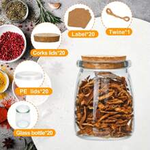 30 Stück/20 Stück/10 Stück 200ml Mini Joghurtgläser, Gläser mit Holzdeckeln, Pudding-Behälter mit Deckeln, Einmachgläser als Hochzeitsgeschenke, Honigtöpfe mit Etiketten und Schnüren