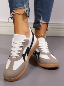 Women's Spring/Fall Casual Sneakers, Retro Style Thick Sole Lace-Up Platform Shoes