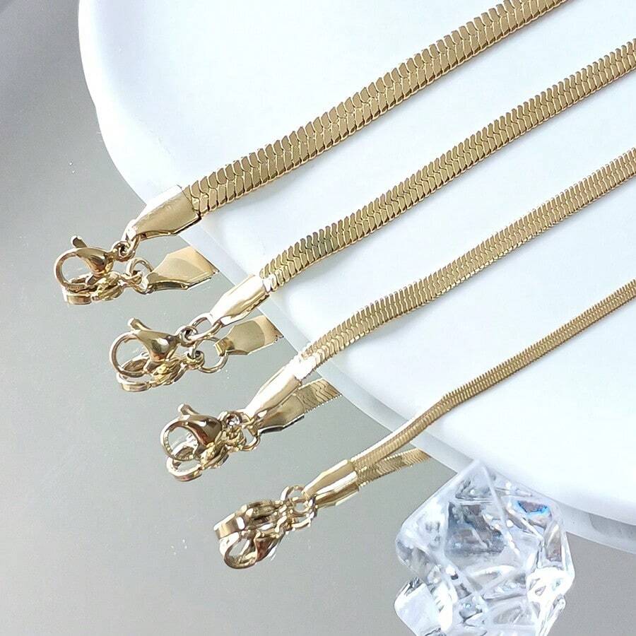 1pc Women Fashion Versatile Simple Clavicle Chain - Yellow Gold - View 1