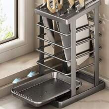 Chef's Choice Stainless Steel Magnetic Knife Organizer - 15-Slot Professional Cutlery Storage With Built-In Sharpener & Scissor Hook