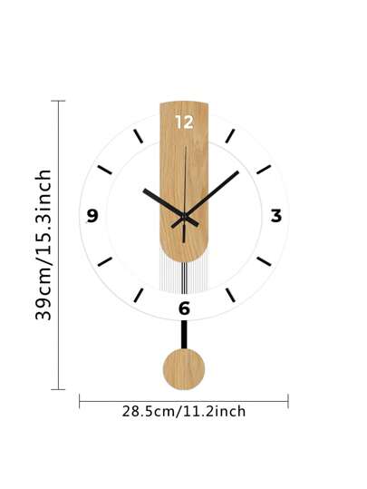 Pc, Wit Wood Grain Acrylic Creative Swing Wand Clock, Silent Living Room, Bedroom, Room ation, Home Kitchen, Office Birthday, Bedroom Dormitory Back To School view 5