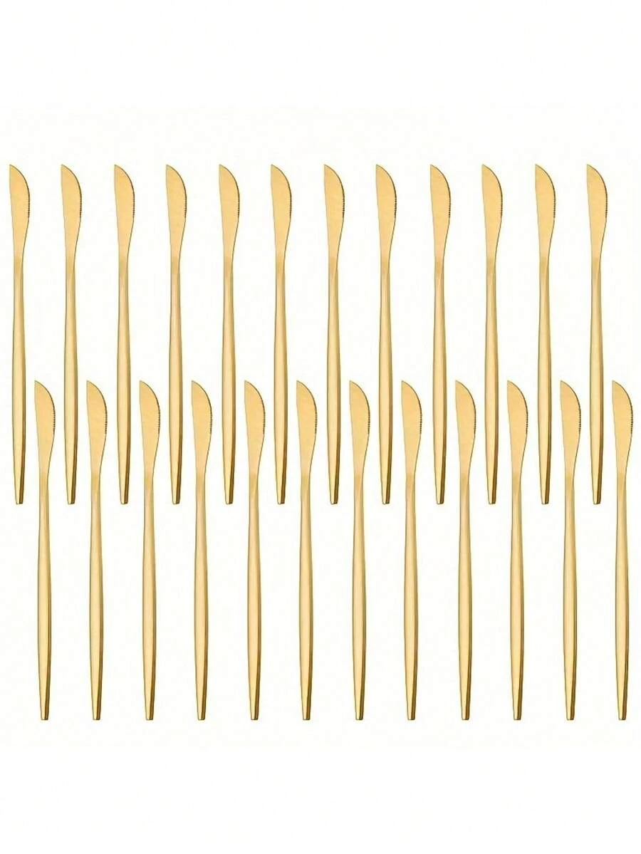 4/8/16/24 件不锈钢金色牛排刀套装 - 优雅奢华，可用洗碗机清洗，8.7 英寸，非常适合切牛排 - 适合家庭、餐厅和派对使用