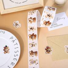 3Rolls Cute Cartoon Little Bear Gift Decoration Stickers,For Birthday B Aby Shower Party DIY Gift Packaging Decoration Label Stickers