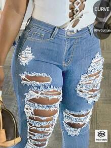 Ripped Skinny Jeans, Minimalist And Fashionable, Suitable For Summer