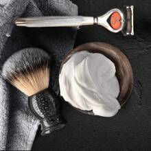Stainless Steel Razor Shaving Set, Non-Slip Metal Handle, Contour Attachments, Fully Washable, Includes Shaving Brush And Stand, Cleaning Brush, With Replacement Blades, Gift For Father And Boyfriend