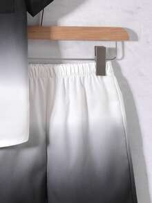 Vihyde 2件套男童渐变色短袖衬衫和短裤休闲度假套装