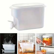1 Peça Dispensador de Bebidas, Garrafão Transparente de PP de Grande Capacidade com Torneira, À Prova de Vazamento, Perfeito para Limonada, Chá e Bebidas de Frutas, Fácil de Servir, Balde de Bebida para Casa e Uso Externo na Geladeira