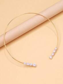 1pc Women's Luxury Fully Rhinestone Choker Necklace, Unique Rhinestone Necklace, Versatile & Elegant Necklace Accessory - Gold - View 4