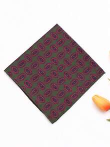 1 件格子花卉图案手帕，适合商务、聚会和休闲用途