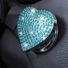 1 Stück Bling Druckstart-Knopf Abdeckung mit Strass, Herz-Druckstart-Knopf Abdeckung für Auto Dekoration, Diamant Motor-Startknopf Abdeckung Auto Innen Zubehör für Frauen & Mädchen
