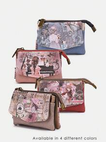 Portefeuille court de mode sucré et bonbon, porte-cartes, porte-monnaie, en PU, imprimé de dessins animés mignons, conception originale, léger, portable, pour voyage, école, déplacement, style rétro, université