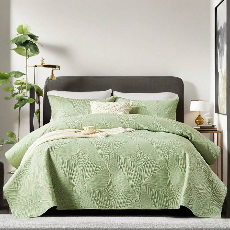 2/3 Piece Ultrasonic Embossed Bed Cover, Breathable, Durable Bedding Set,Including 1 Quilt, 1/2 Pillowcases, Machine Washable, All-Season, Room Decor, Bedroom Decor, Holiday, Easter