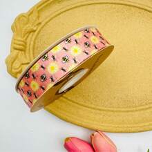 2.5cm Wide Cross-Border Sunflower And Bees Paragaph Ribbon, Decorative For Summer Scene